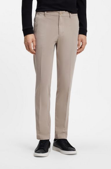 Slim-fit gabardine trousers, Light Beige
