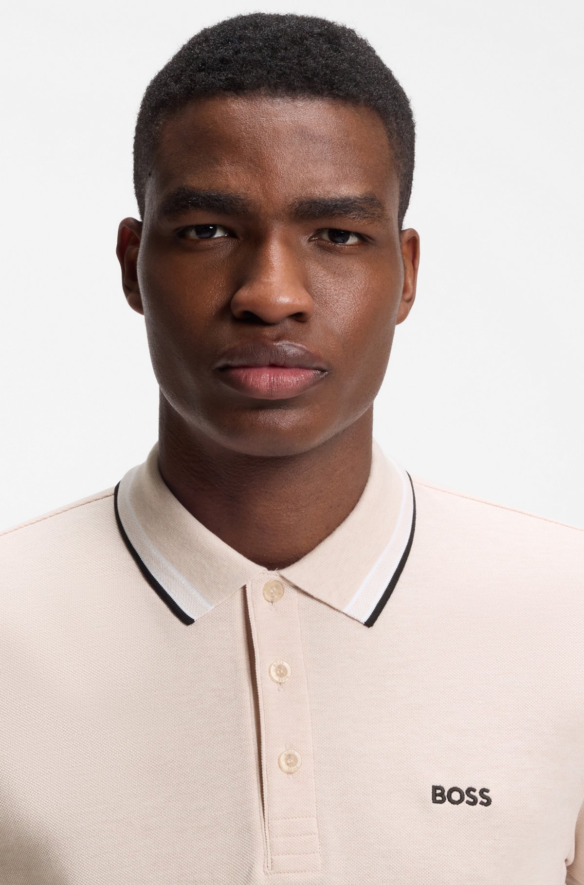 Cotton piqué polo shirt with logo details, Light Pink
