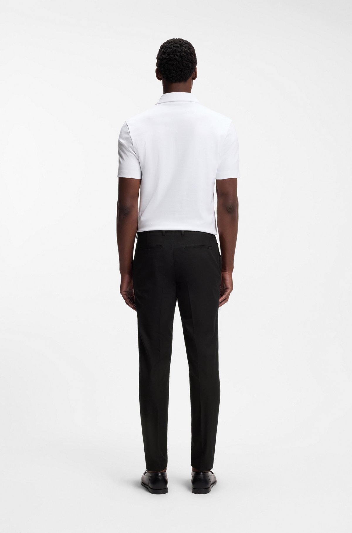 Slim-fit trousers in four-way stretch fabric, Black