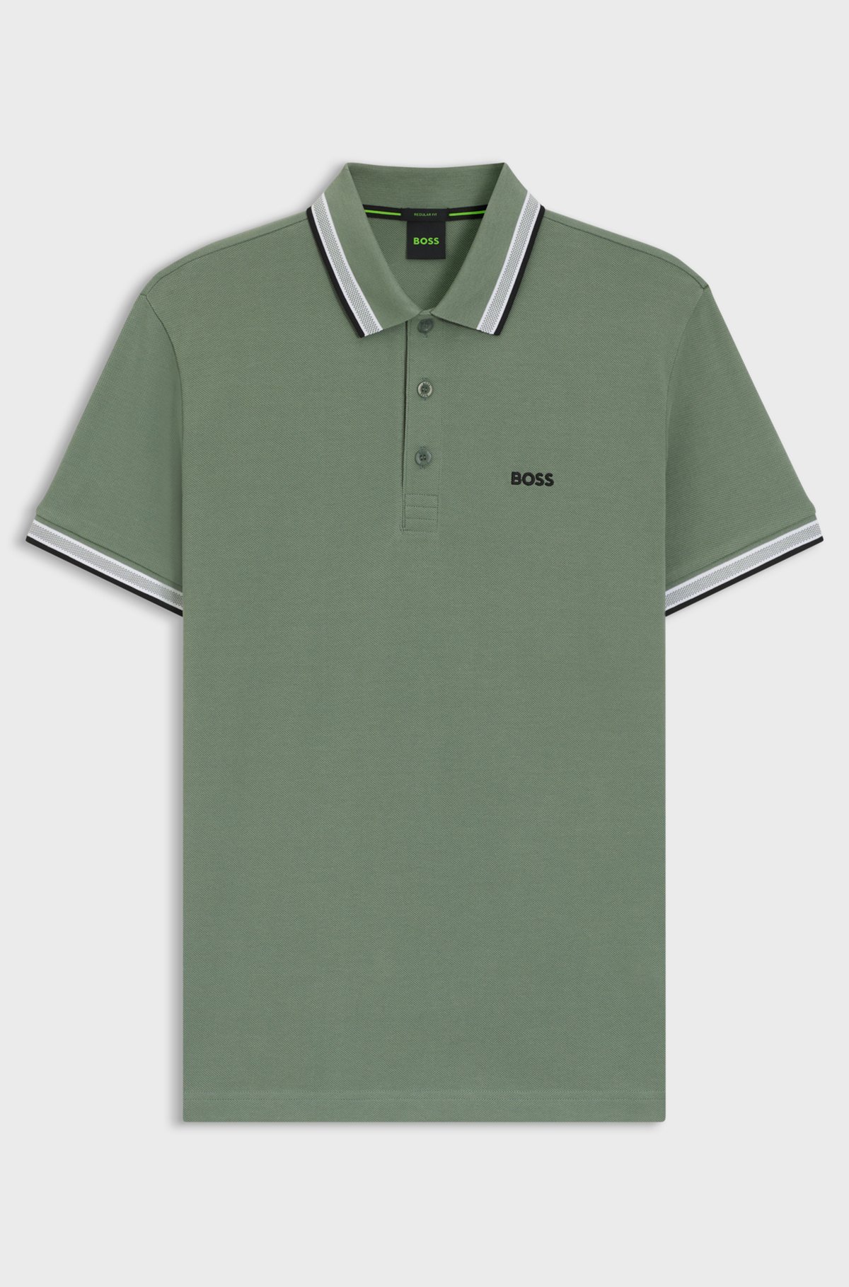 Cotton piqué polo shirt with logo details, Green