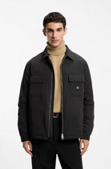 Oversized-fit overshirt in water-repellent canvas, Black