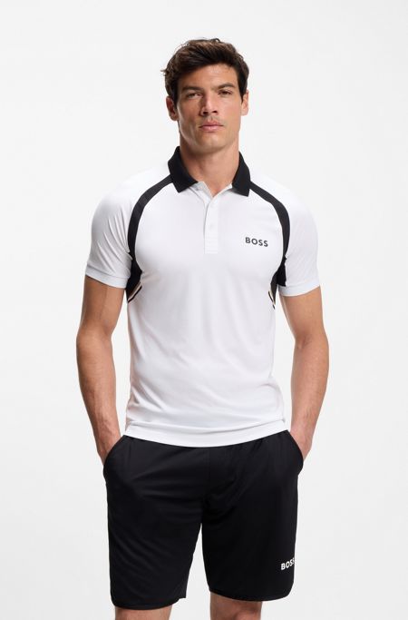 Active Quick-dry slim-fit polo shirt in stretch fabric, White