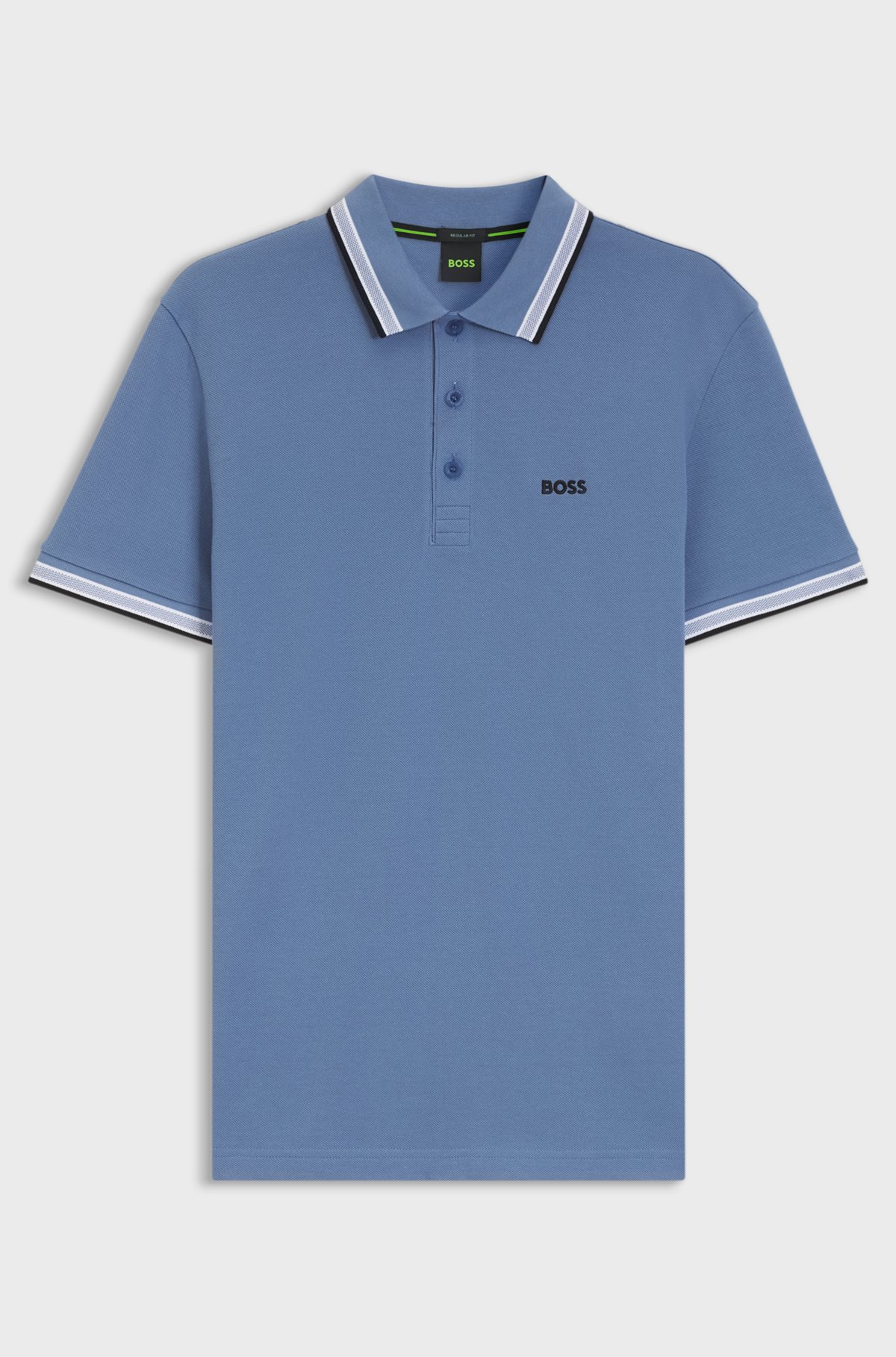 Cotton piqué polo shirt with logo details, Blue
