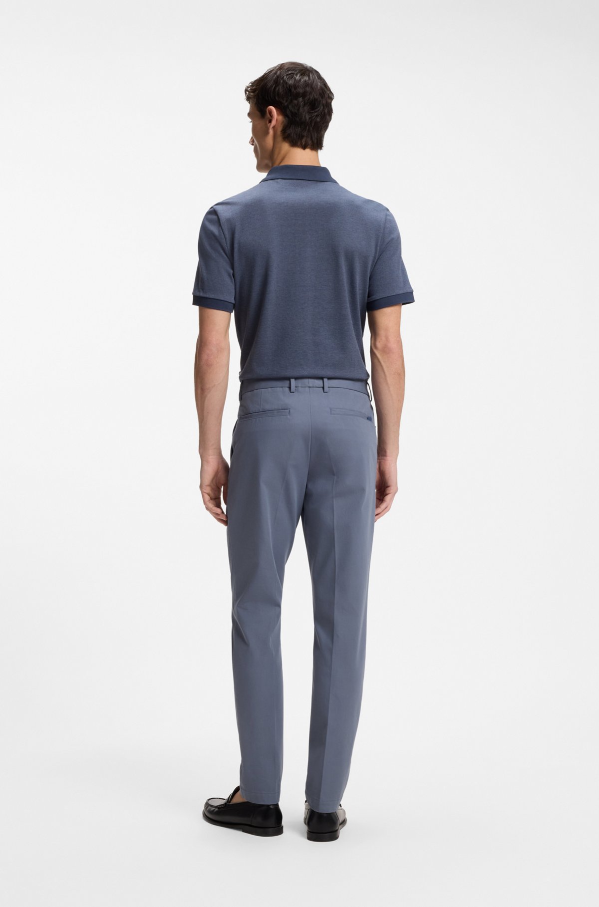Slim-fit trousers in four-way stretch fabric, Blue