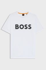 Cotton-jersey T-shirt with large logo print, White