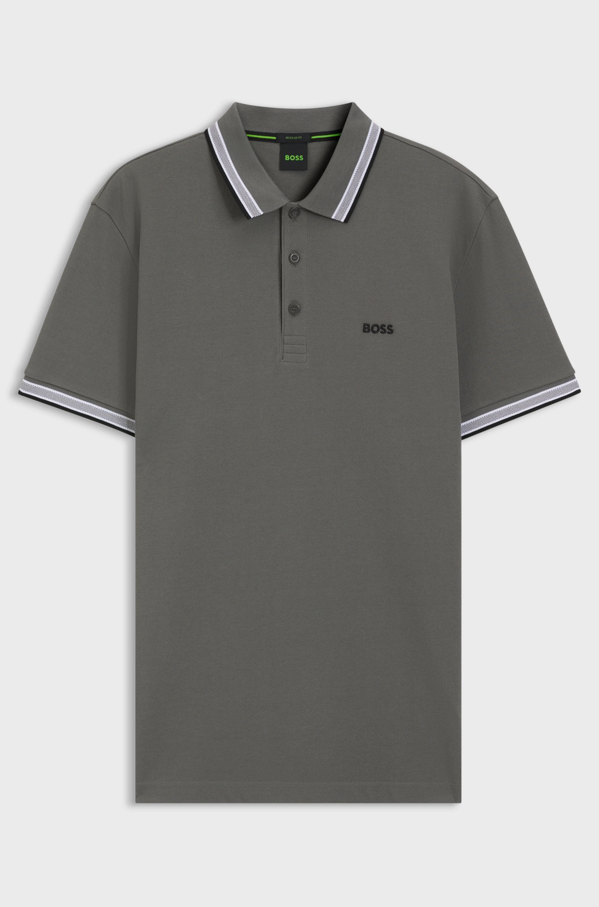 Cotton piqué polo shirt with logo details, Grey