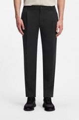 Relaxed-fit trousers with front pleats, Black