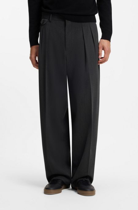 BOSS BY BECKHAM relaxed-fit trousers in Italian wool, Dark Grey