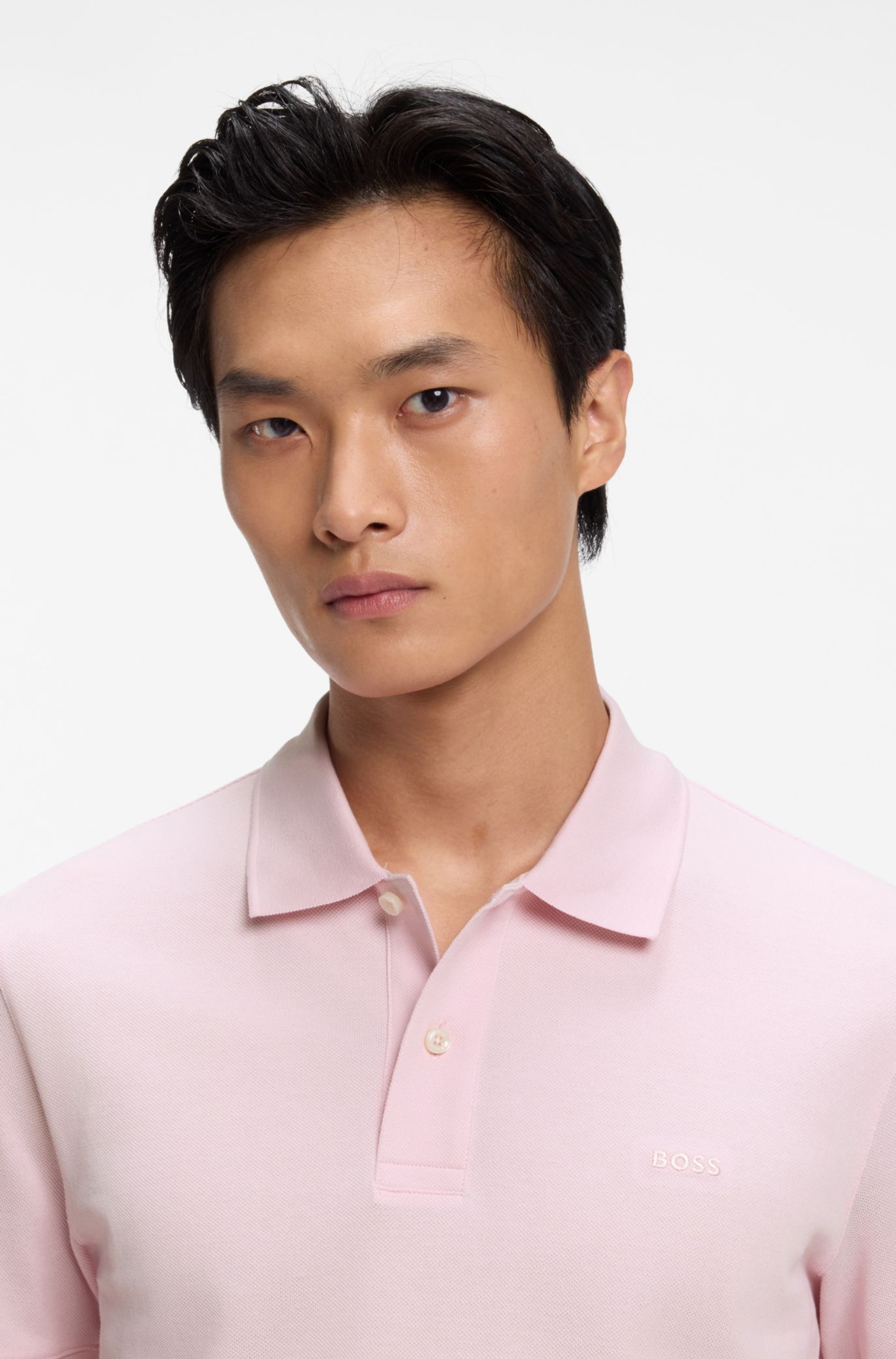 Versatile polo shirt in soft cotton, Light Pink