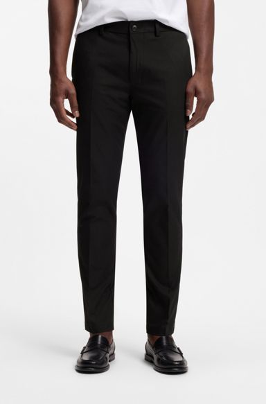Slim-fit trousers in four-way stretch fabric, Black