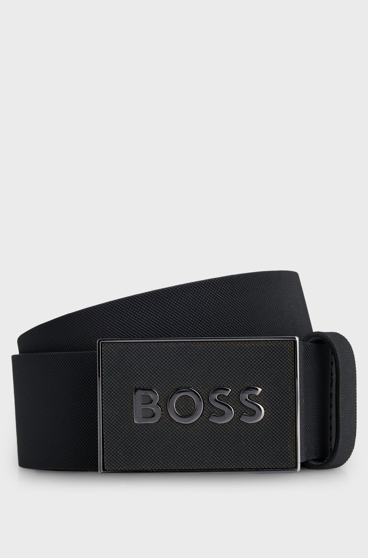 Italian-made leather belt, Black