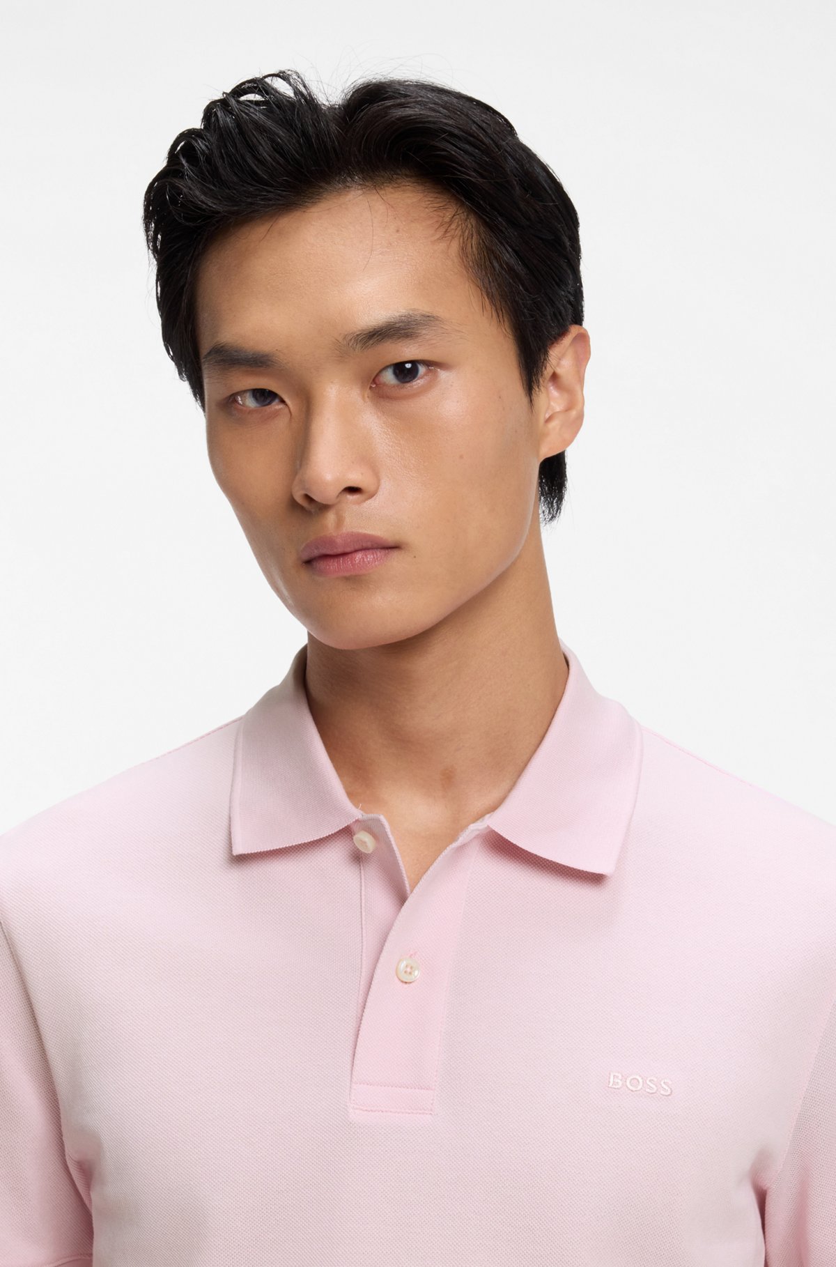 Versatile polo shirt in soft cotton, Light Pink