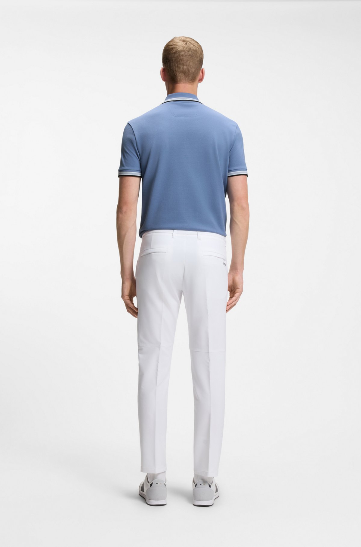 Cotton piqué polo shirt with logo details, Blue