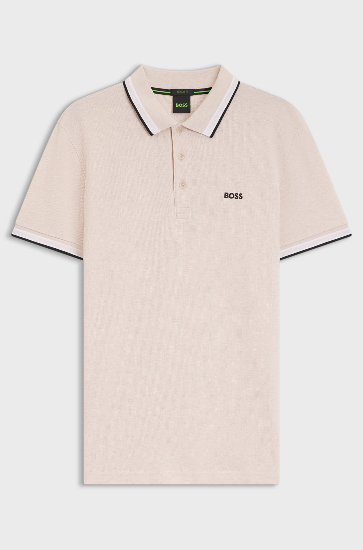 Cotton piqué polo shirt with logo details, Light Pink