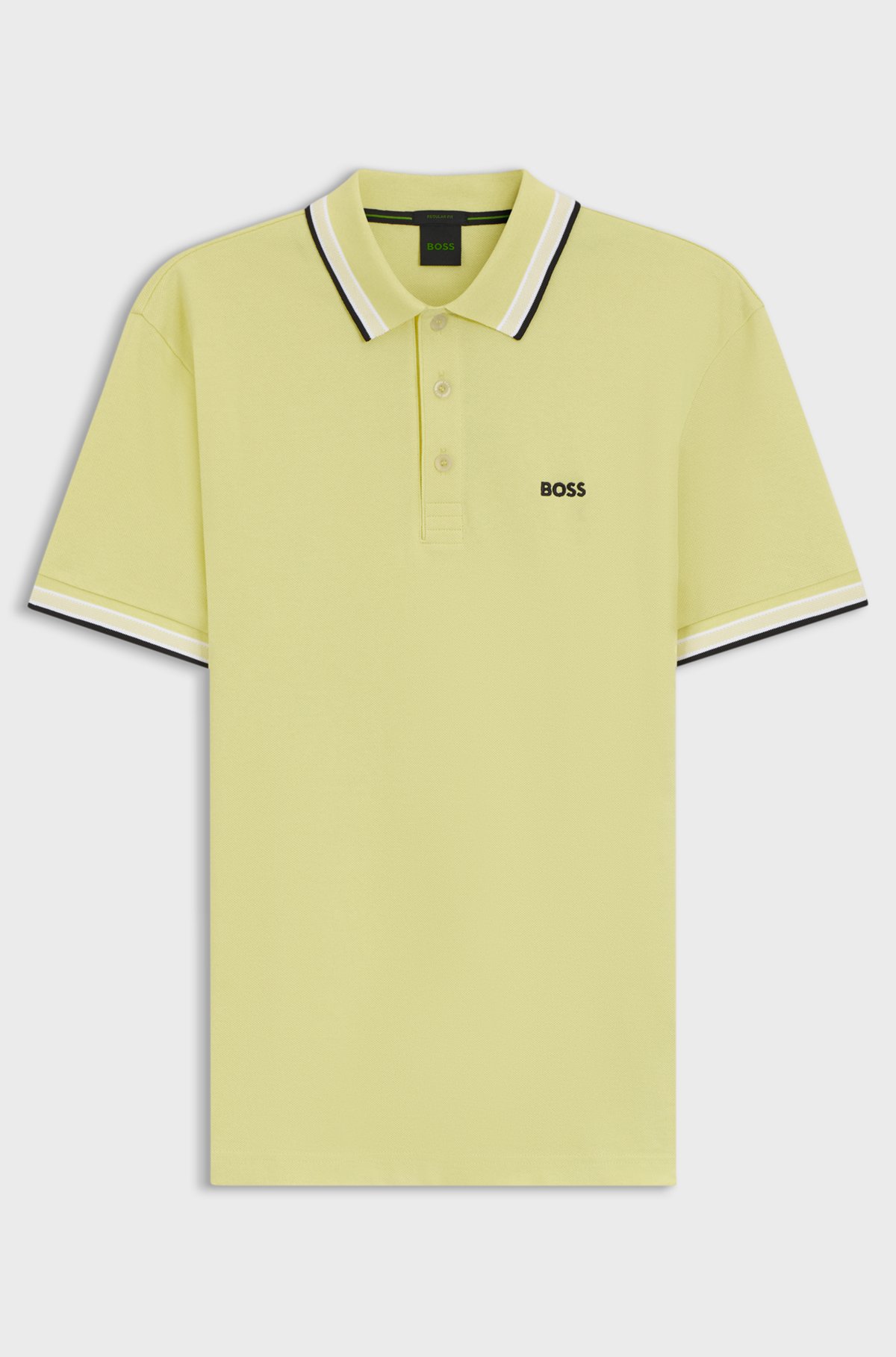 Cotton piqué polo shirt with logo details, Light Yellow