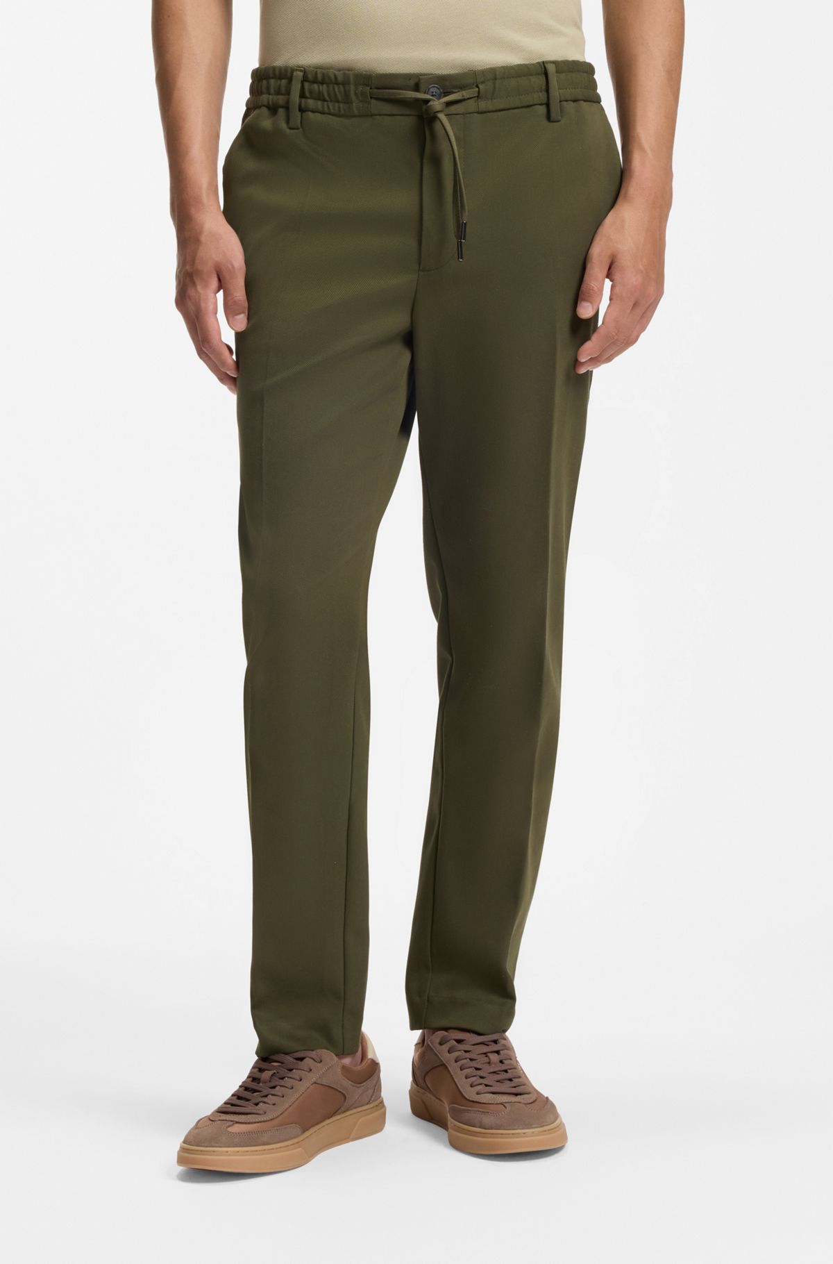 Modern-fit trousers in stretch twill, Khaki