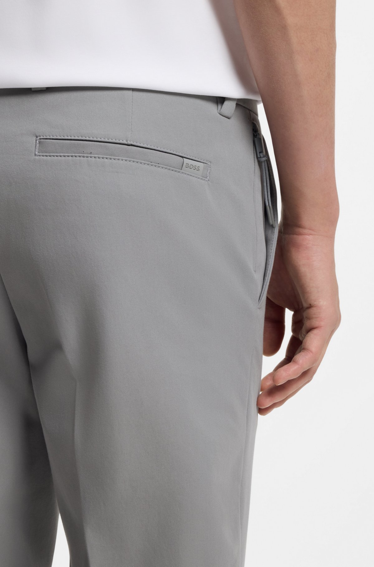 Slim-fit trousers in four-way stretch fabric, Grey