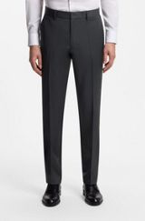 BOSS ONE Regular-fit trousers in virgin-wool serge, Dark Grey