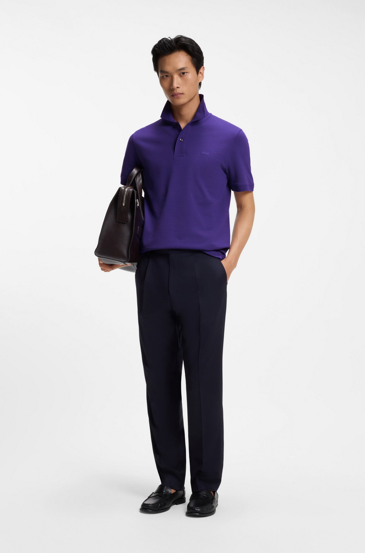 Versatile polo shirt in soft cotton, Purple