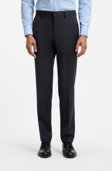BOSS ONE Regular-fit trousers in virgin-wool serge, Dark Blue