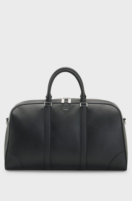 Recycled-leather holdall, Black
