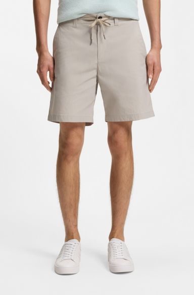 Straight-fit chino shorts in cotton-blend poplin, Light Grey