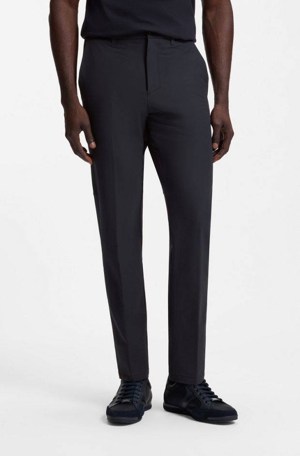 Regular-fit trousers in water-repellent stretch fabric, Dark Blue