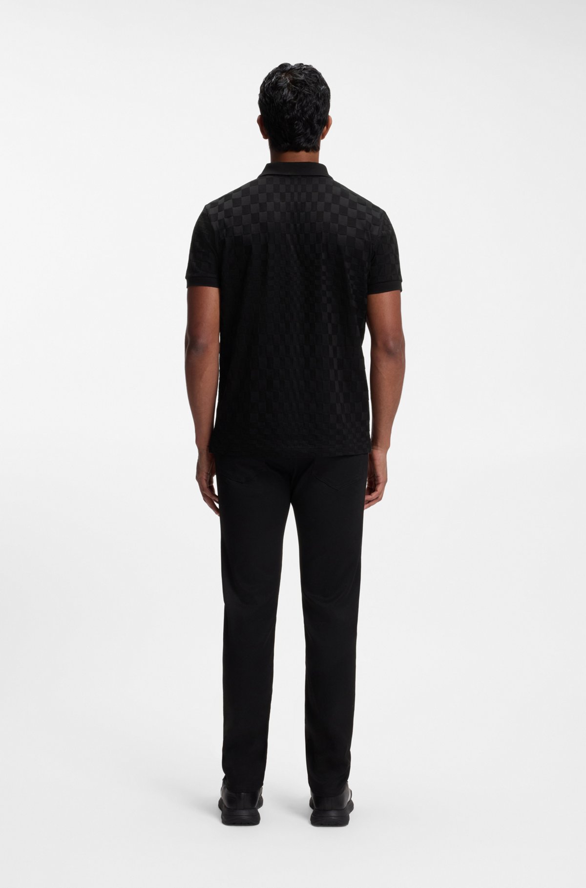 Porsche x BOSS polo shirt with Pasha pattern, Black