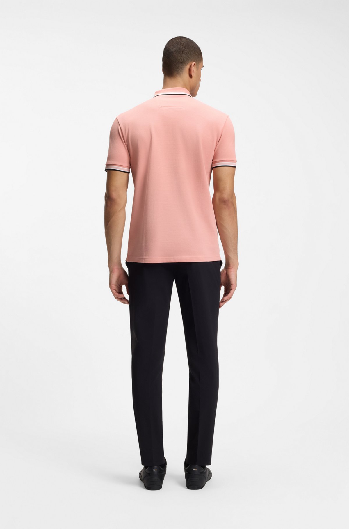 Cotton piqué polo shirt with logo details, Light Pink