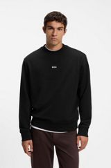 Cotton-terry sweatshirt with logo print, Black