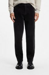Tapered-fit chinos in stretch-cotton corduroy, Dark Brown