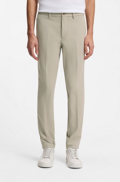 Slim-fit trousers in four-way stretch fabric, Light Beige