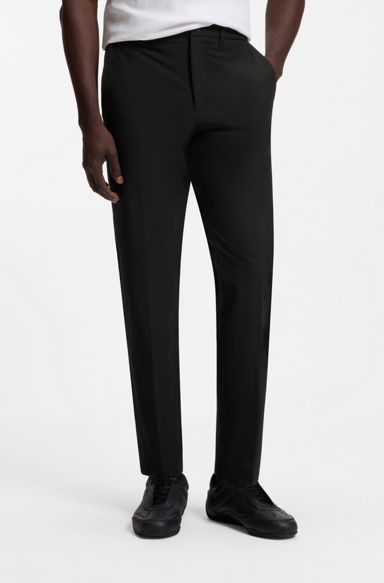 Regular-fit trousers in water-repellent stretch fabric, Black