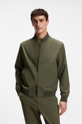 Slim-fit jacket in micro-patterned stretch fabric, Light Green