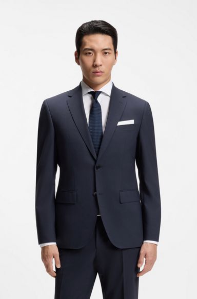 Regular-fit jacket in stretch wool, Blue