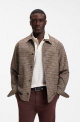 Relaxed-fit wool-blend jacket with Vichy check, Brown Patterned
