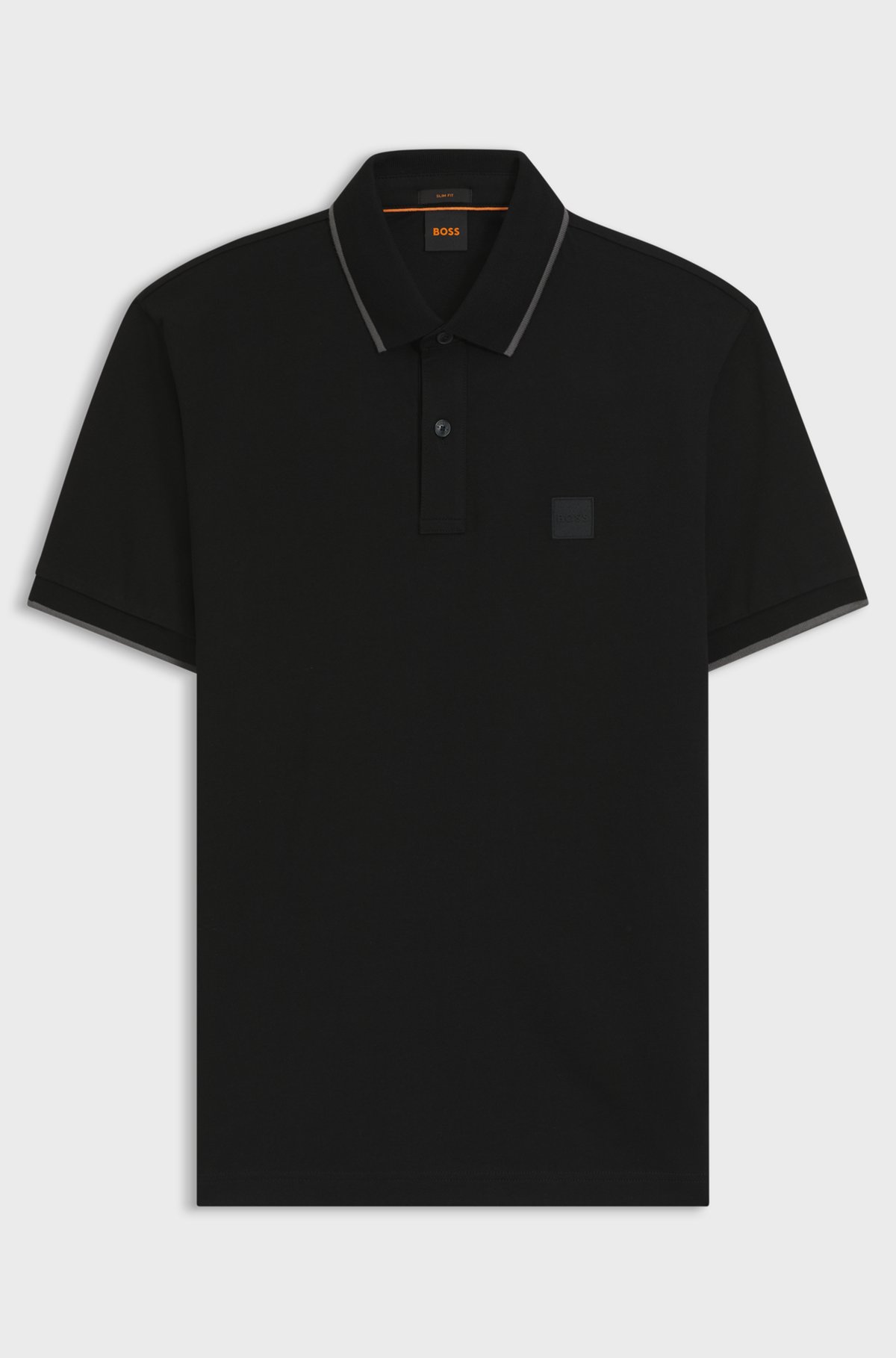Slim-fit polo shirt in stretch-cotton piqué, Black