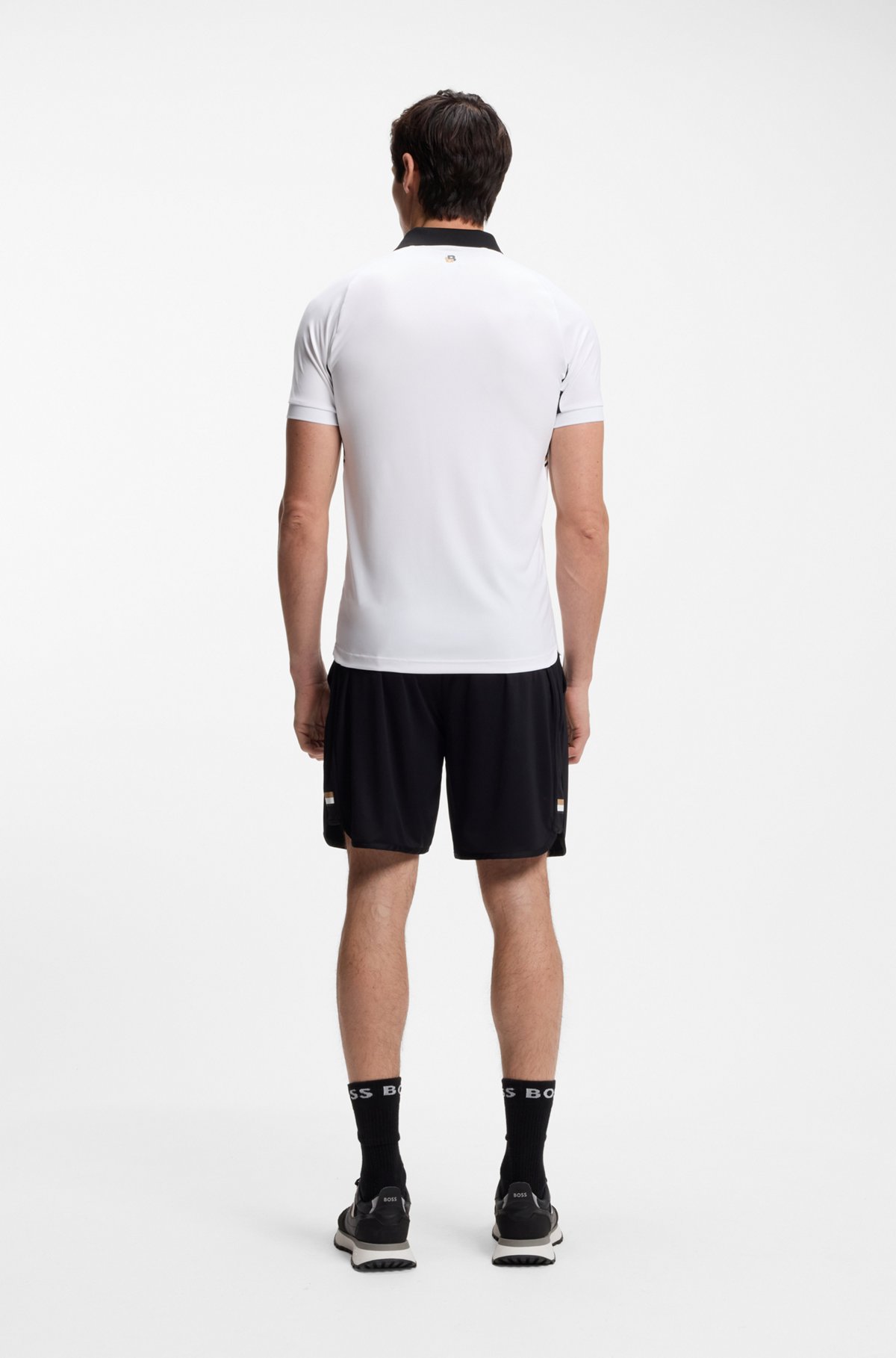 Active Quick-dry slim-fit polo shirt in stretch fabric, White