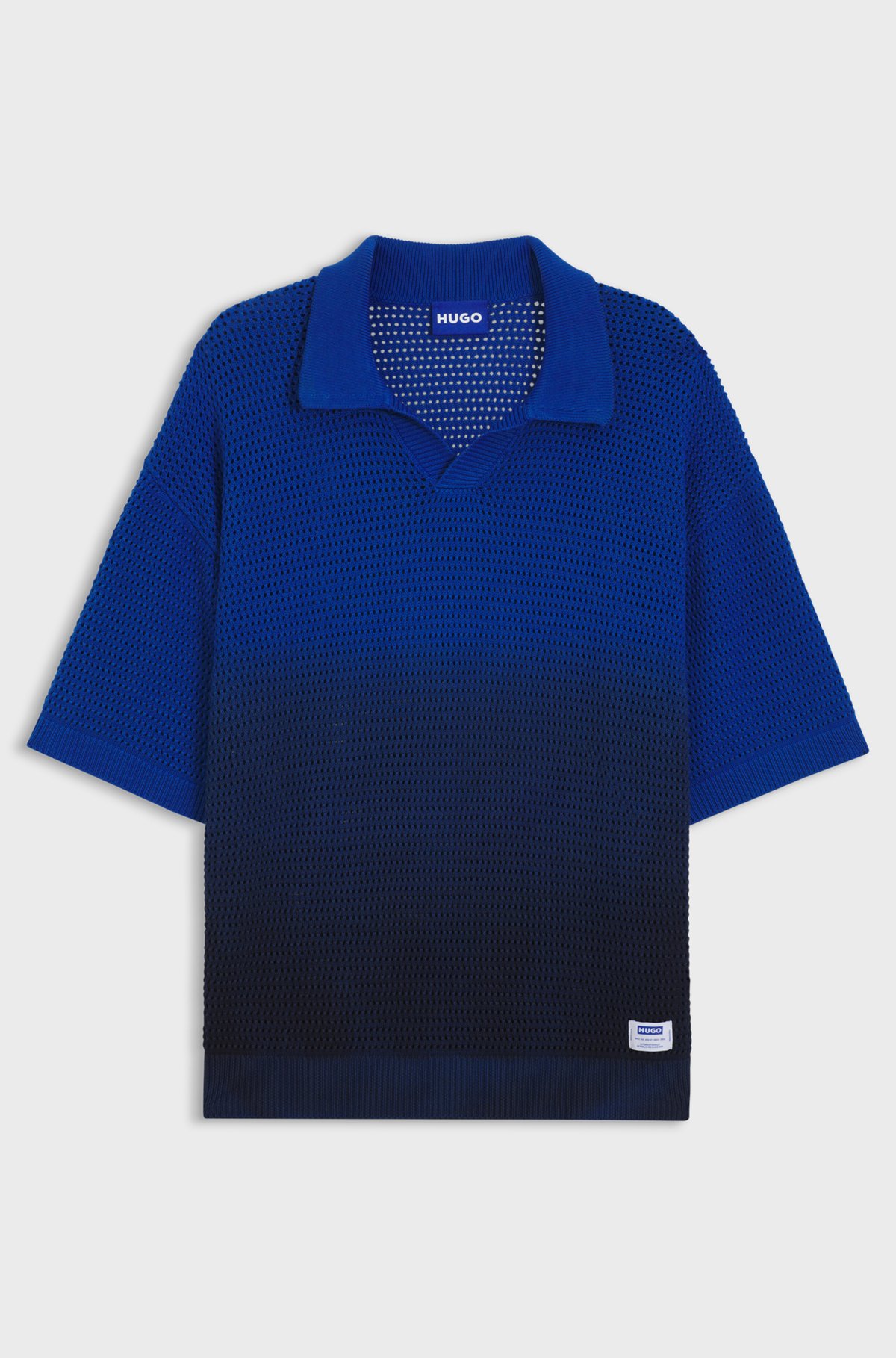 Knitted-cotton sweater with dip-dye effect, Blue