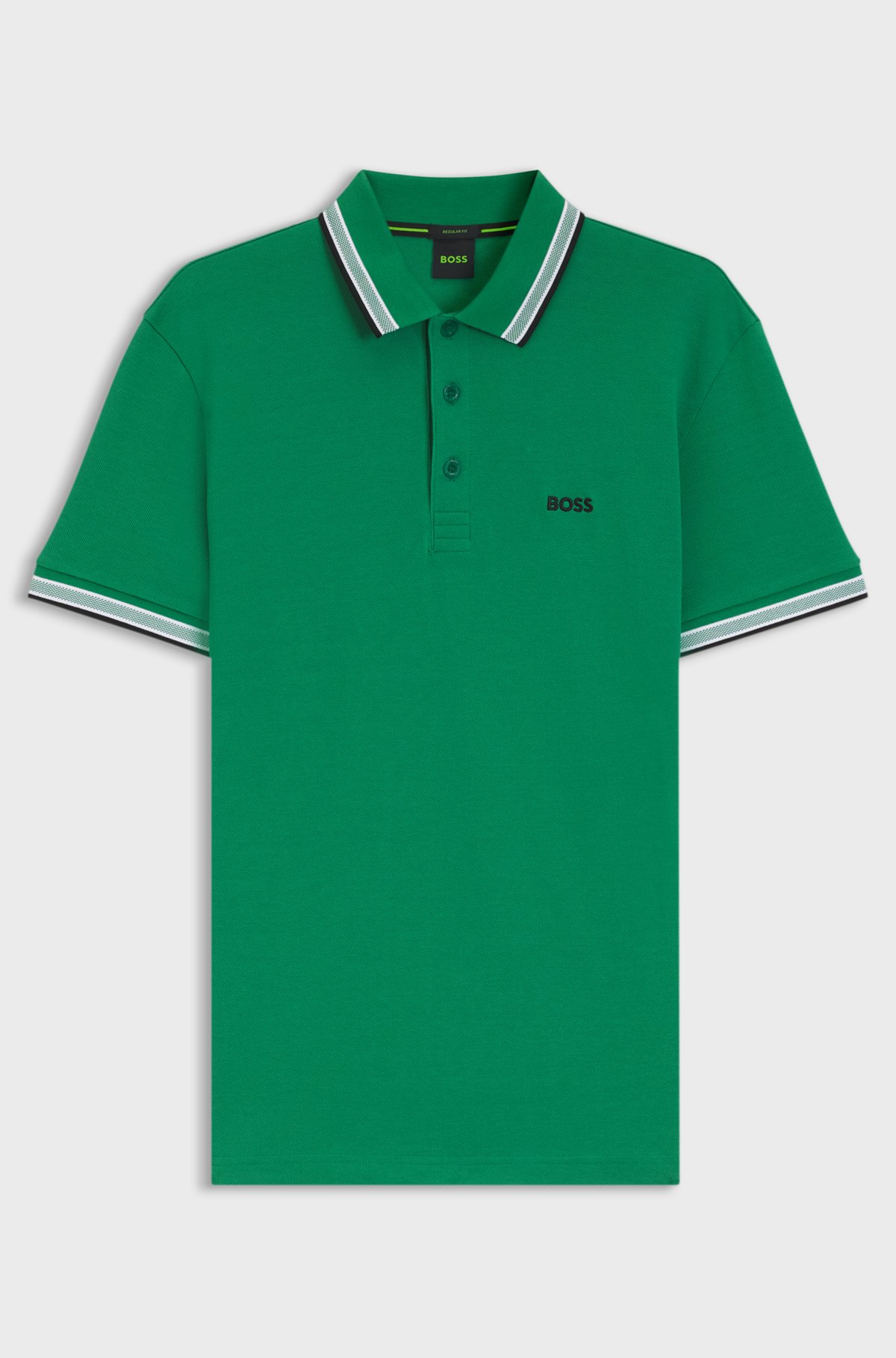Cotton piqué polo shirt with logo details, Green