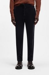 Tapered-fit trousers in stretch corduroy, Dark Blue