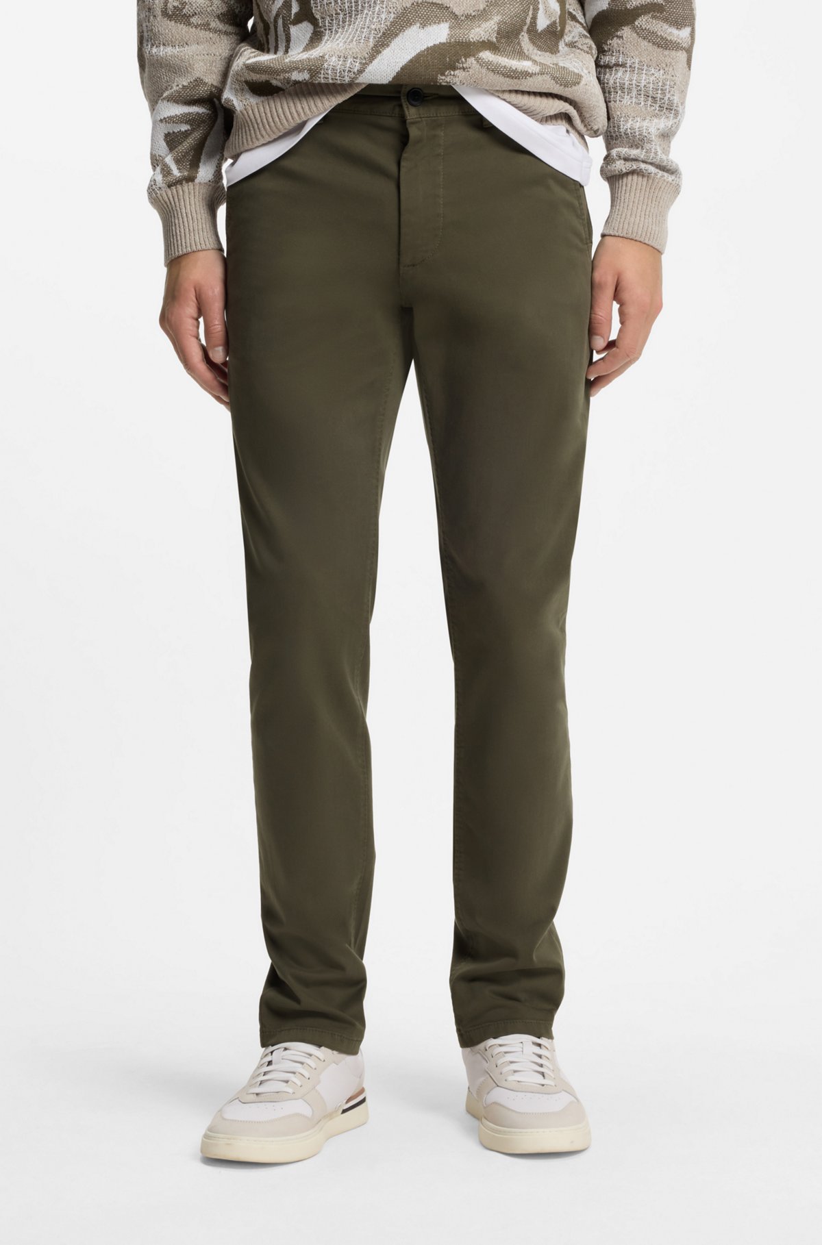 Slim-fit chinos, Khaki