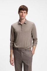 Merino-wool polo sweater, Light Brown