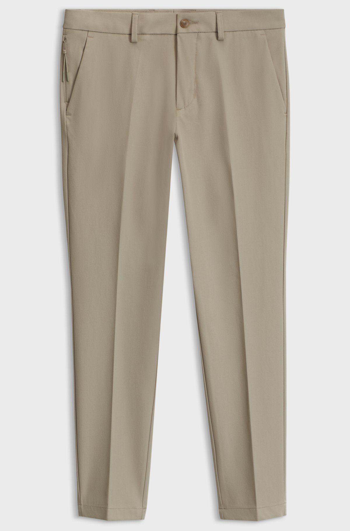 Slim-fit trousers in four-way stretch fabric, Light Beige