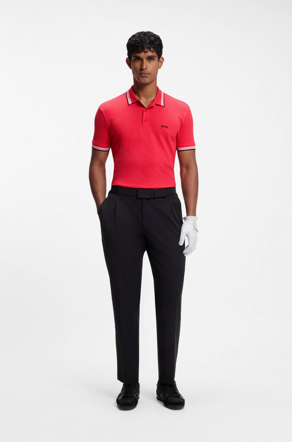 Cotton piqué polo shirt with logo details, Red