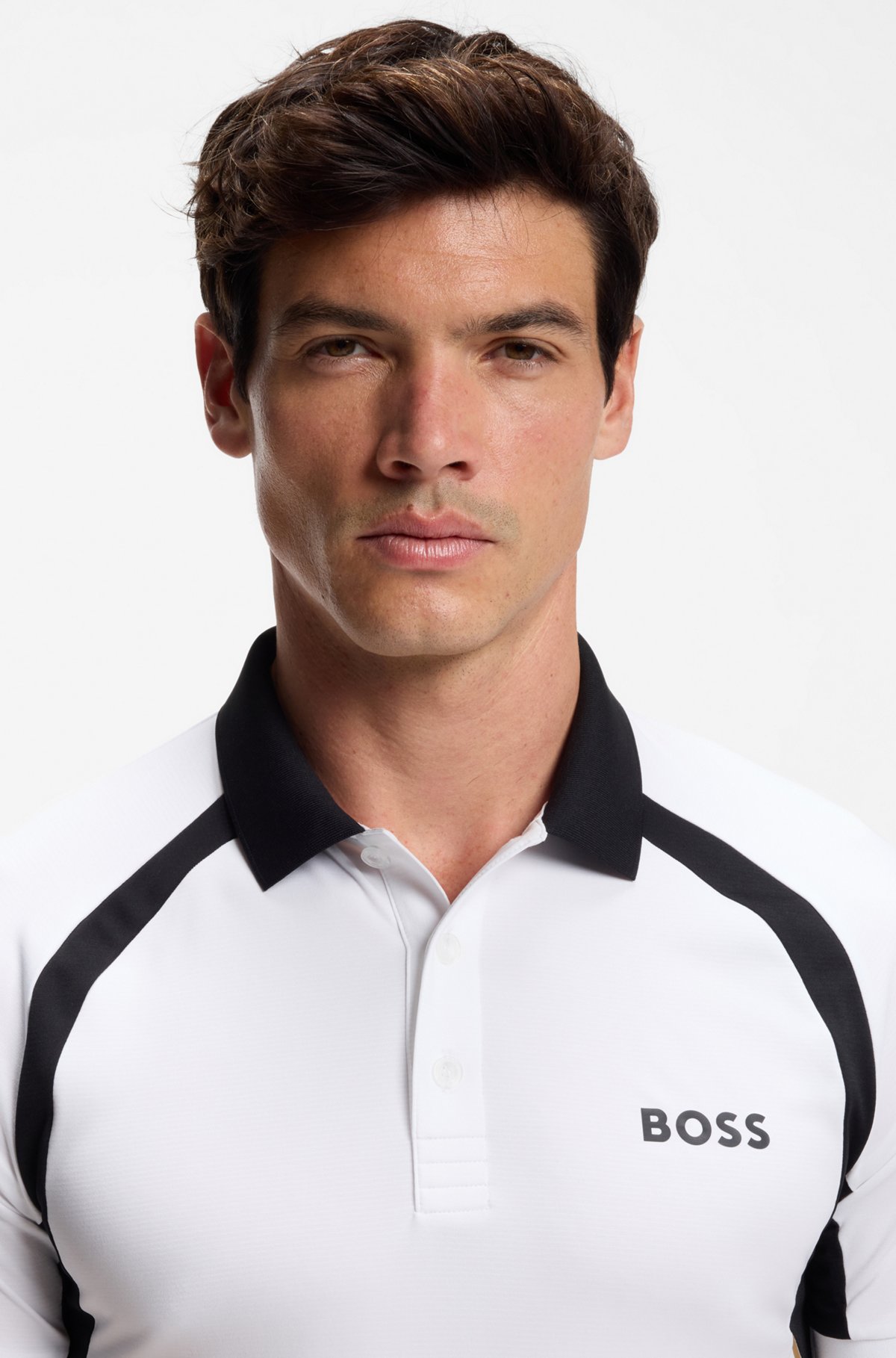 Active Quick-dry slim-fit polo shirt in stretch fabric, White