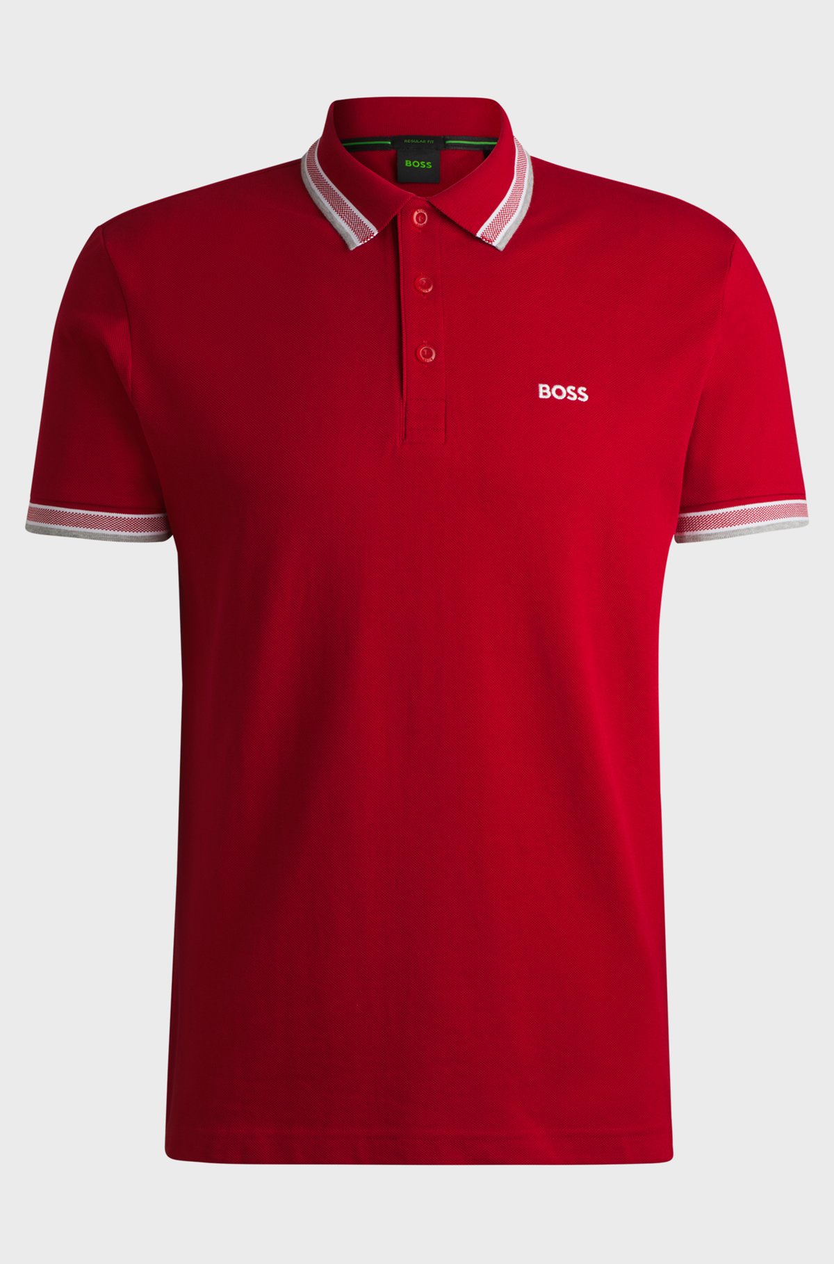 Cotton piqué polo shirt with logo details, Red