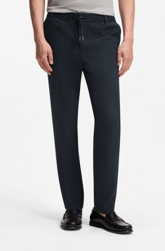 Modern-fit trousers in stretch twill, Dark Blue