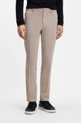 Slim-fit gabardine trousers, Light Beige