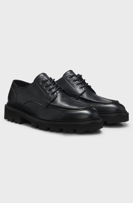 Leather Derby shoes with a constructed lug sole, Black
